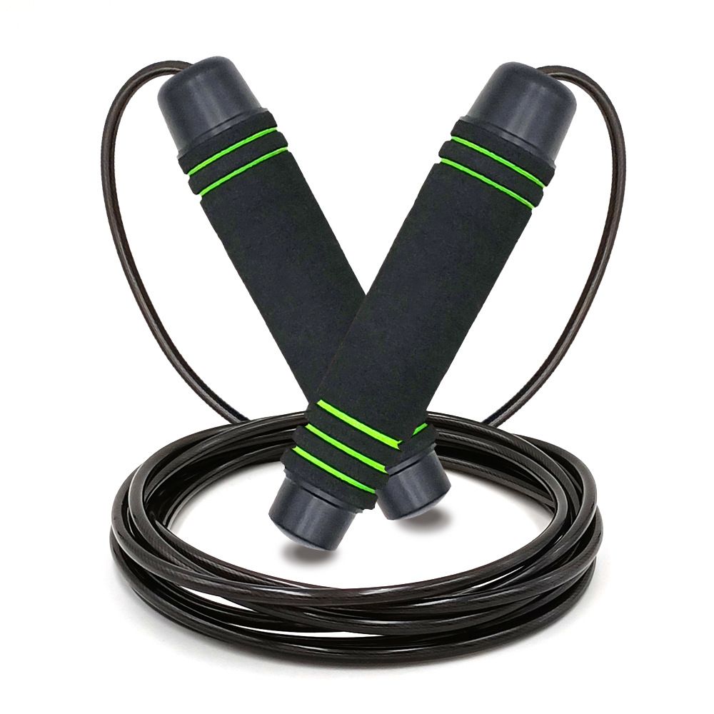 Adjustable Speed Jump Rope with Soft Memory Foam Handles, Tangle-Free Skipping Rope for Fitness, Cardio Workout & Exercise - Green - Image 1