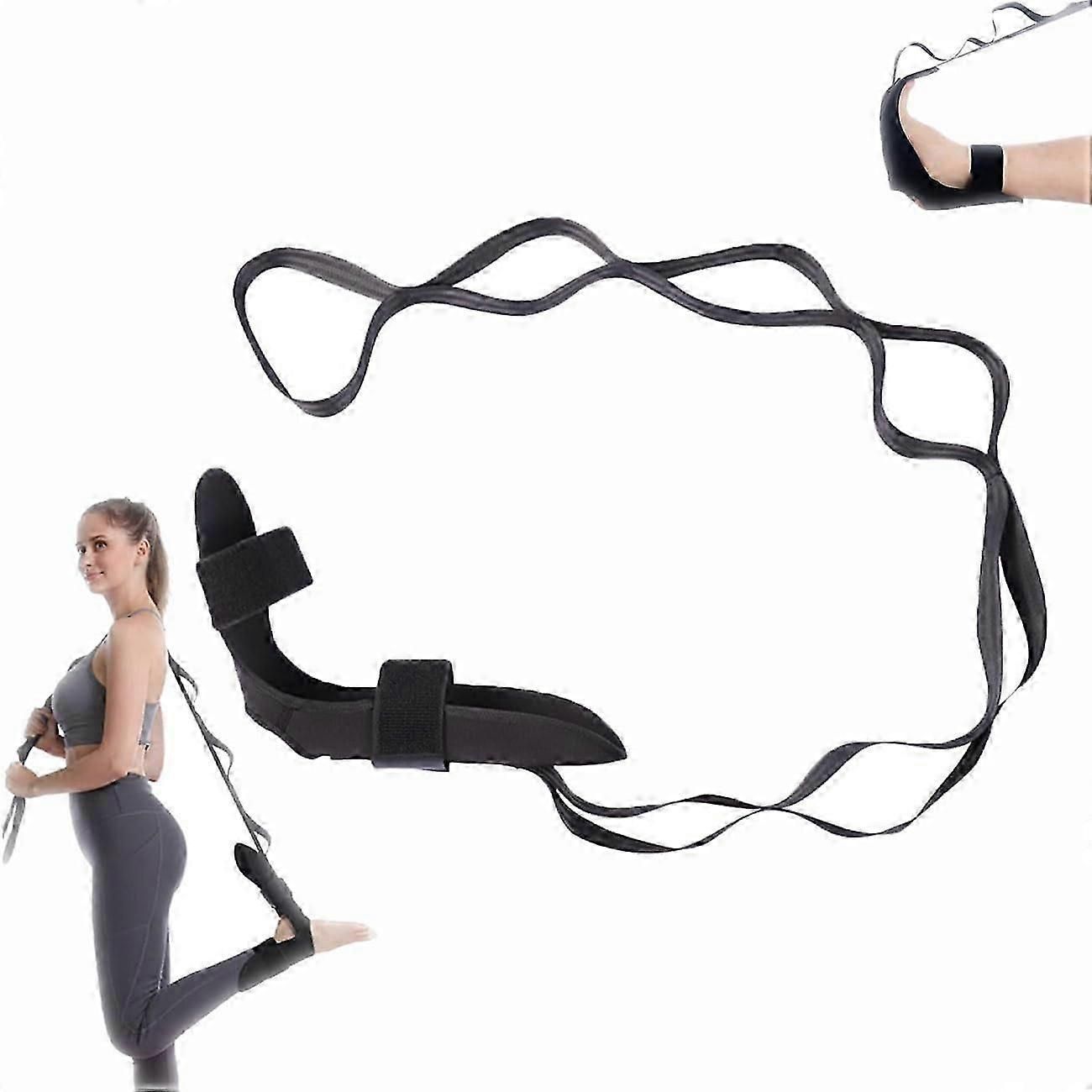 Izzila Stretching Strap with Loops, Yoga Stretch Strap, Fitness Stretch Band black - Image 1