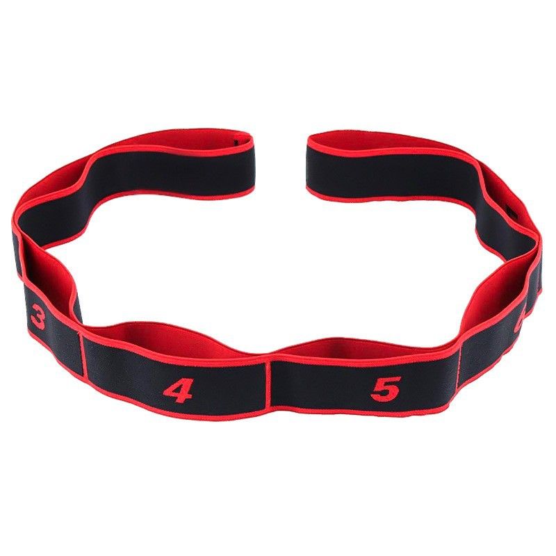 Stretching Strap, 8 Loop Yoga Straps for Stretching, Elastic Stretch Strap Stretch Band for Exercise Yoga Fitness Gym - Red - Image 1