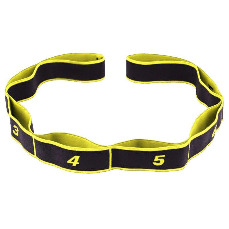 Stretching Strap, 8 Loop Yoga Straps for Stretching, Elastic Stretch Strap Stretch Band for Exercise Yoga Fitness Gym - Yellow - Image 1