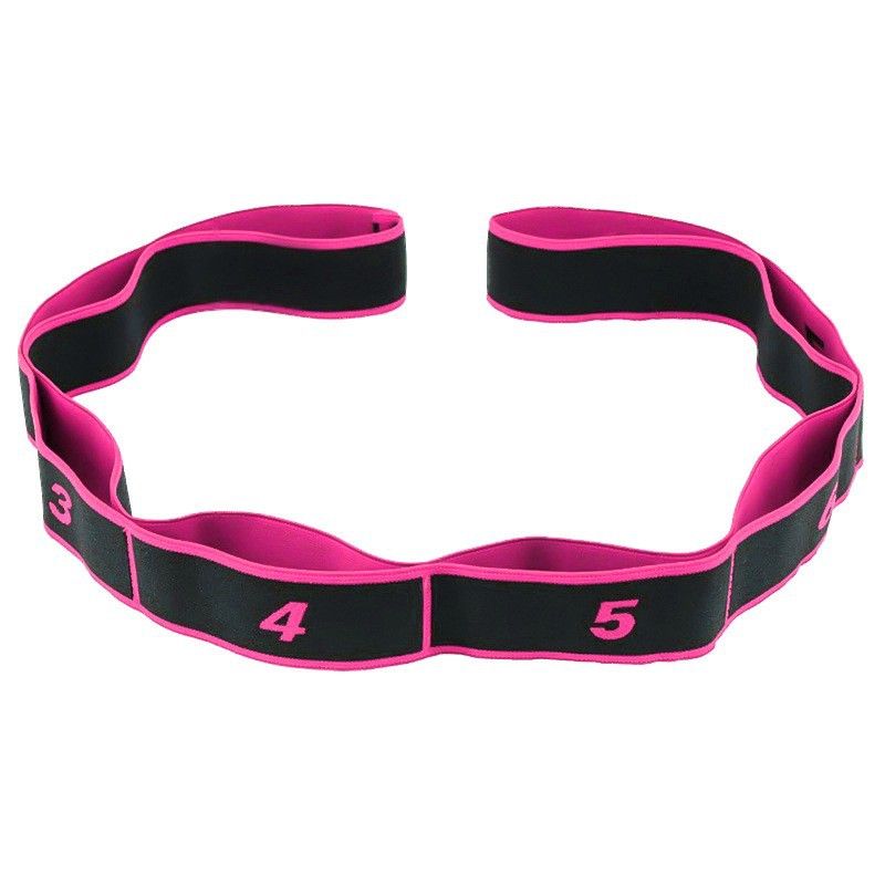 Stretching Strap, 8 Loop Yoga Straps for Stretching, Elastic Stretch Strap Stretch Band for Exercise Yoga Fitness Gym - Pink - Image 1