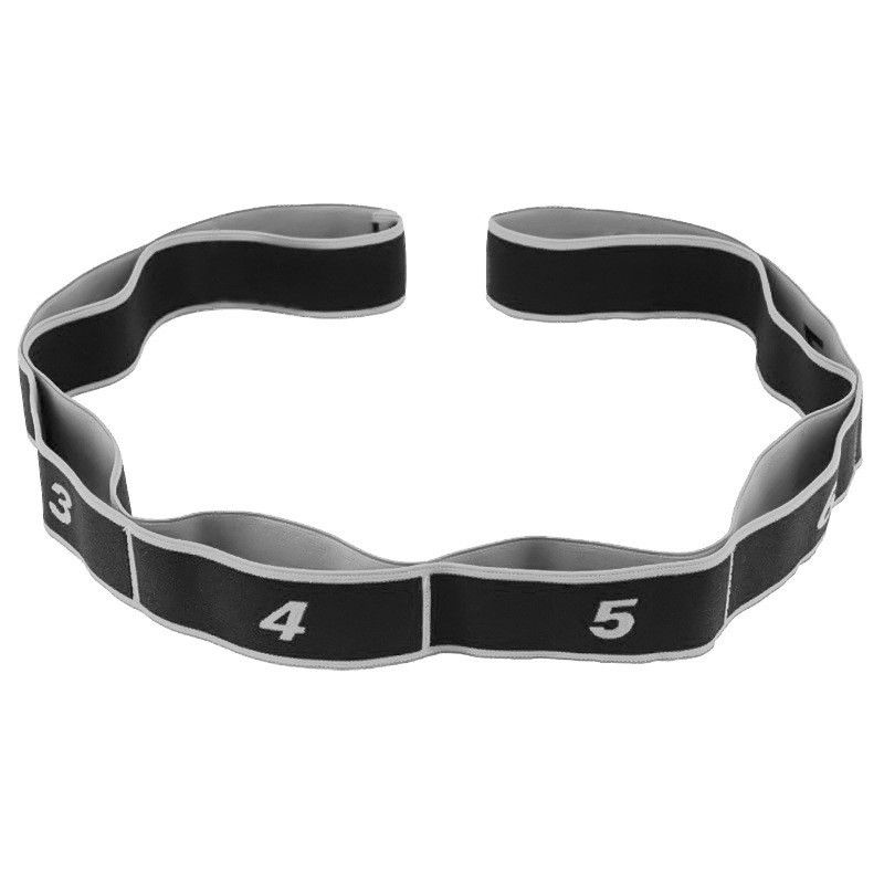 Stretching Strap, 8 Loop Yoga Straps for Stretching, Elastic Stretch Strap Stretch Band for Exercise Yoga Fitness Gym - Black - Image 1