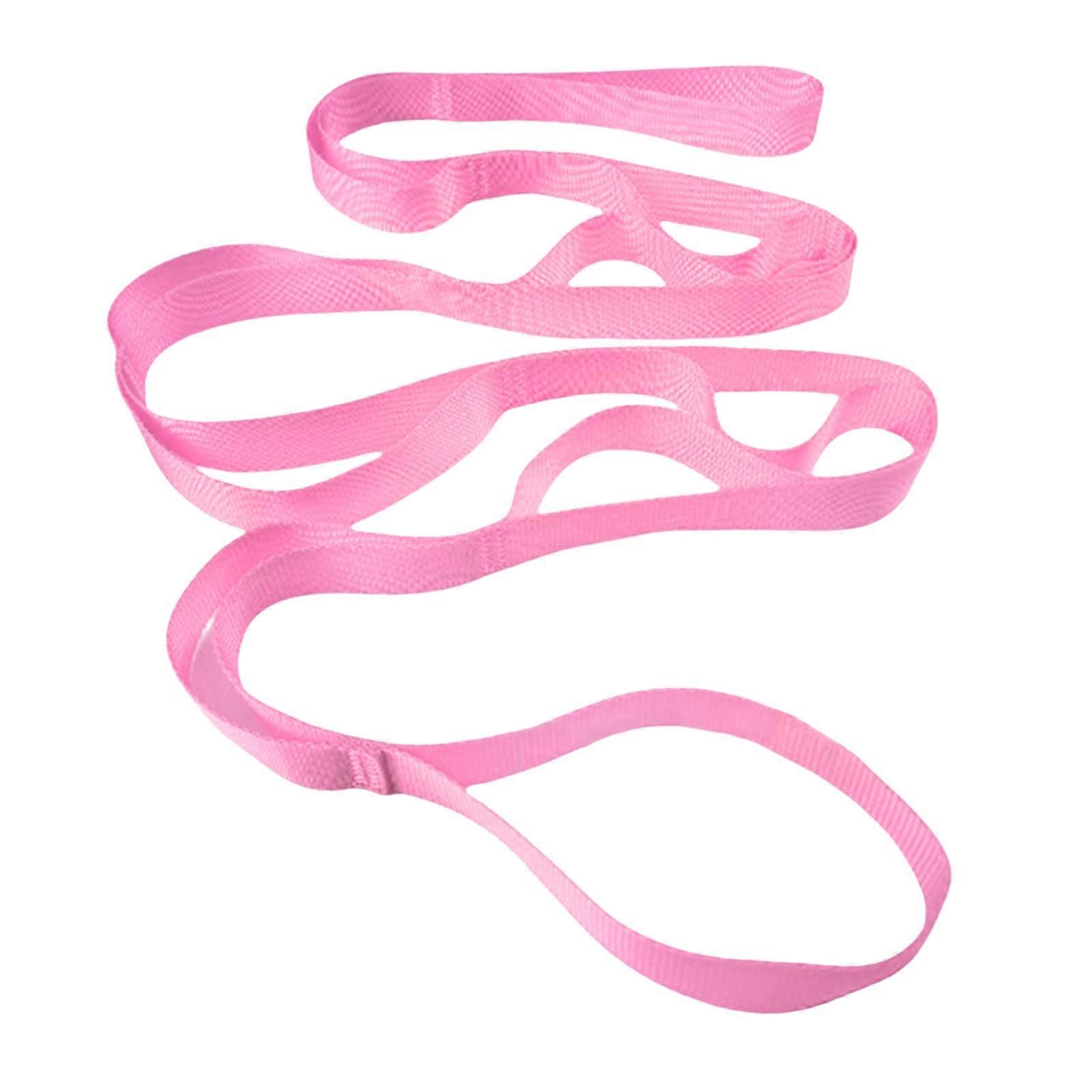 Stretching Strap with 10 Loops, Non-Elastic Exercise Strap for Physical Therapy, Pilates, Dance, Flexibility & Rehabilitation - Pink - Image 1