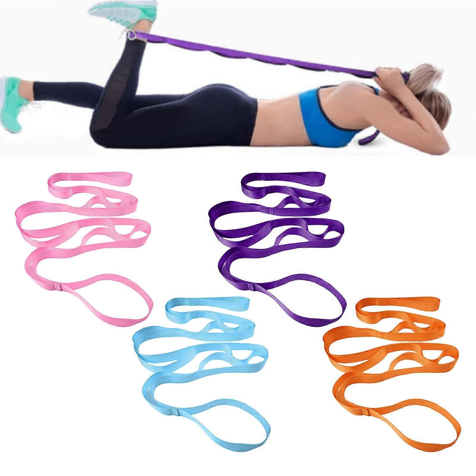 Stretching Strap with 10 Loops, Non-Elastic Exercise Strap for Physical Therapy, Pilates, Dance, Flexibility & Rehabilitation - Pink - Image 2