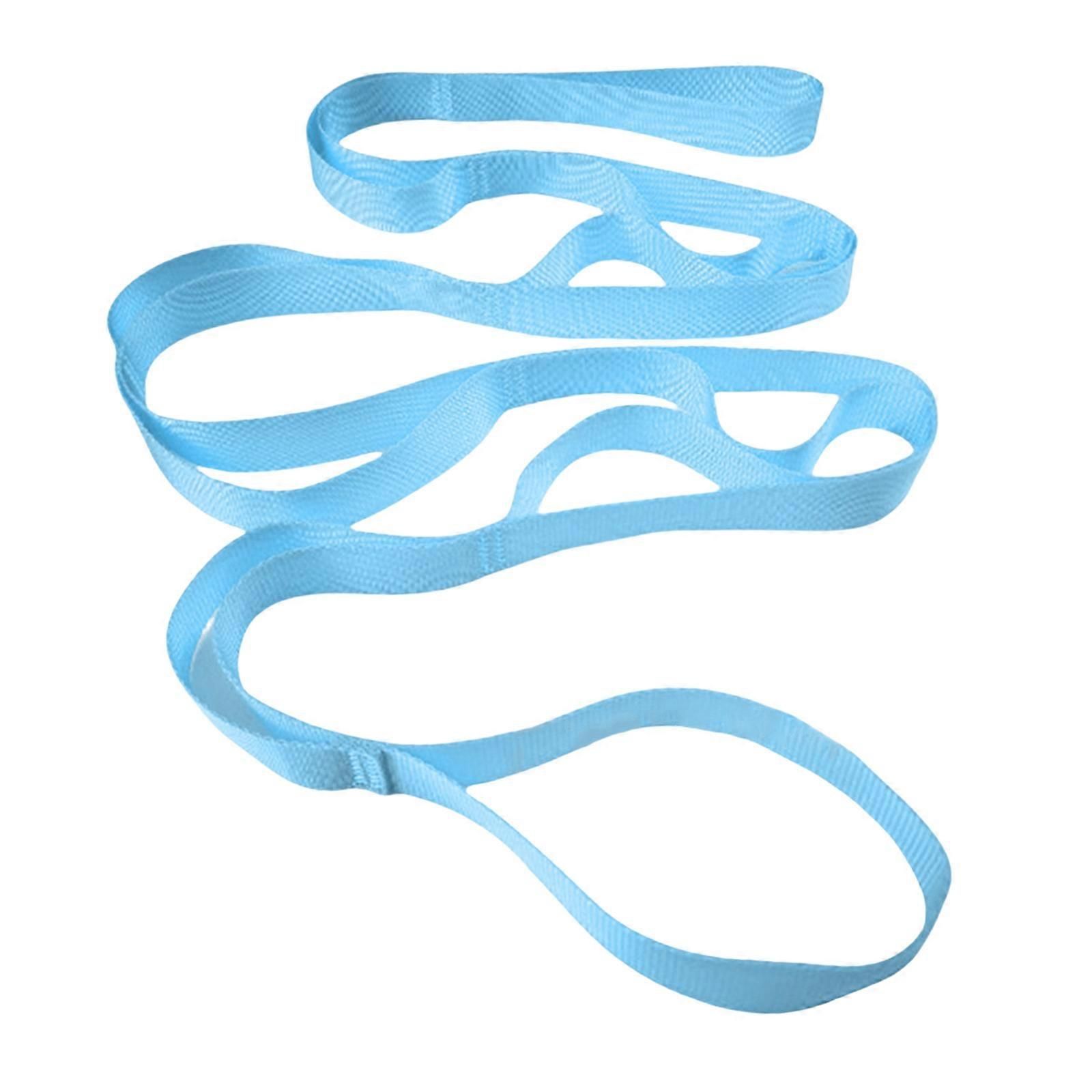 Stretching Strap with 10 Loops, Non-Elastic Exercise Strap for Physical Therapy, Pilates, Dance, Flexibility & Rehabilitation - Light Blue - Image 1