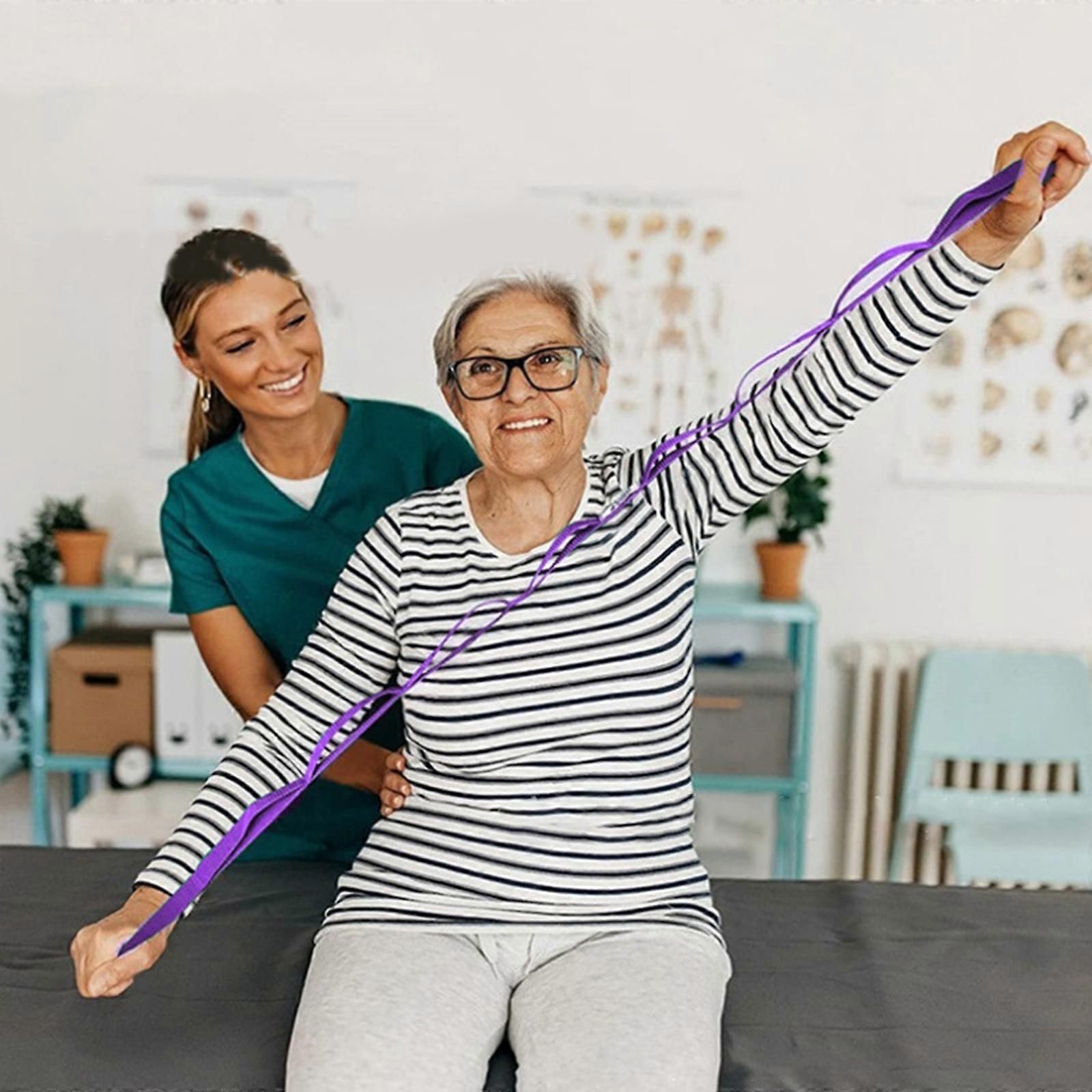 Stretching Strap with 10 Loops, Non-Elastic Exercise Strap for Physical Therapy, Pilates, Dance, Flexibility & Rehabilitation - Light Blue - Image 5