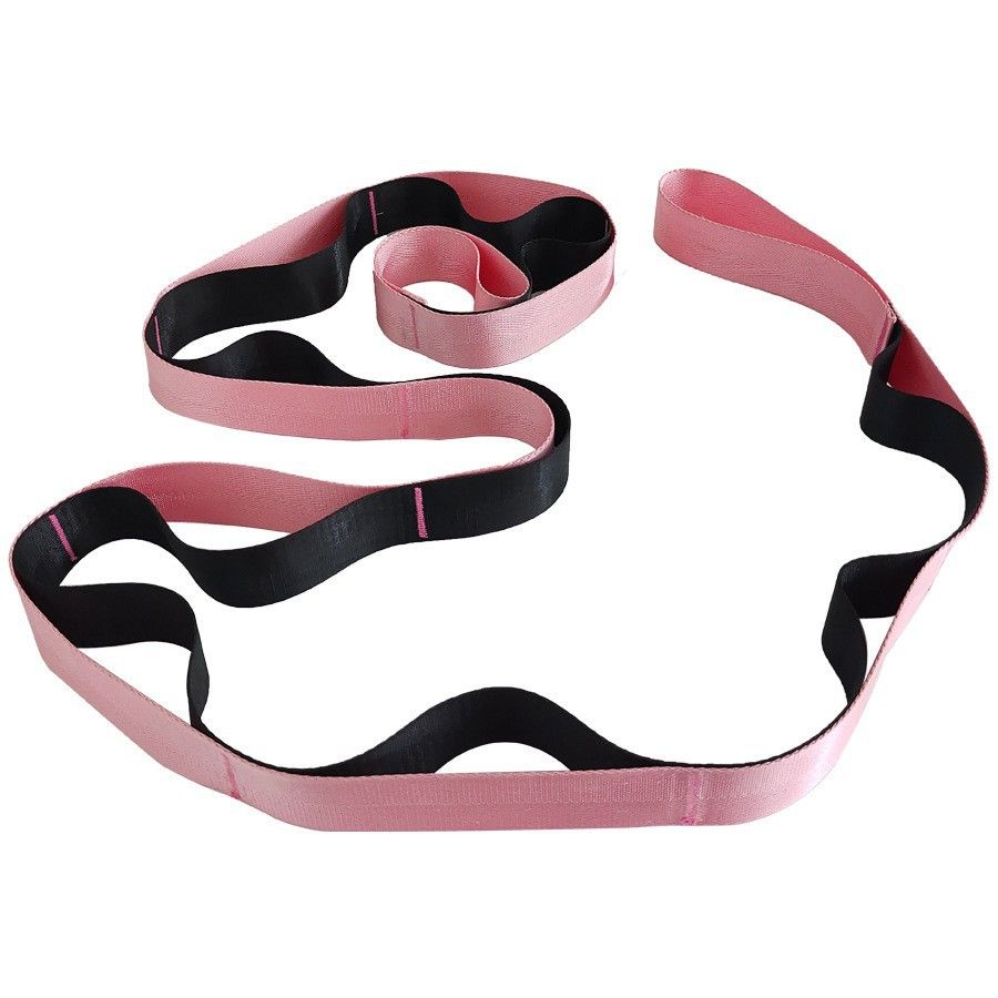 Yoga Stretch Strap with Handles for Stretching, Non-Elastic Exercise Strap for Physical Therapy, Pilates, Yoga & Flexibility Training - Pink - Image 1