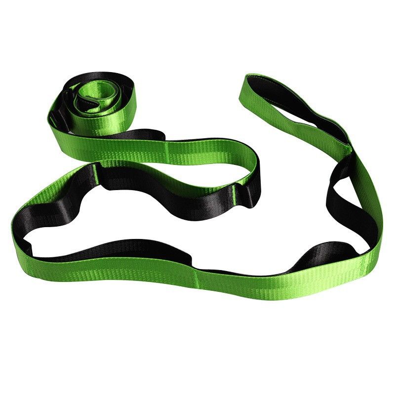 Yoga Stretch Strap with Handles for Stretching, Non-Elastic Exercise Strap for Physical Therapy, Pilates, Yoga & Flexibility Training - Green - Image 1