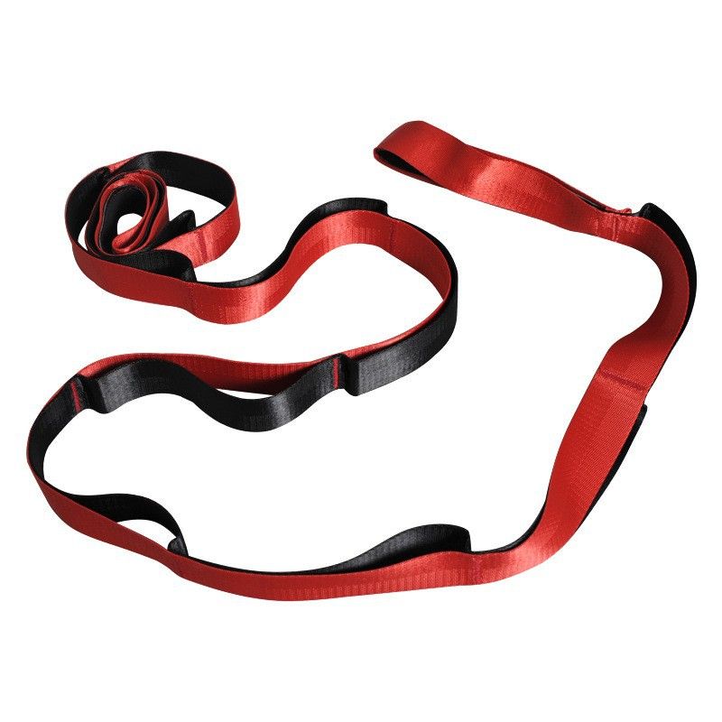 Yoga Stretch Strap with Handles for Stretching, Non-Elastic Exercise Strap for Physical Therapy, Pilates, Yoga & Flexibility Training - Red - Image 1