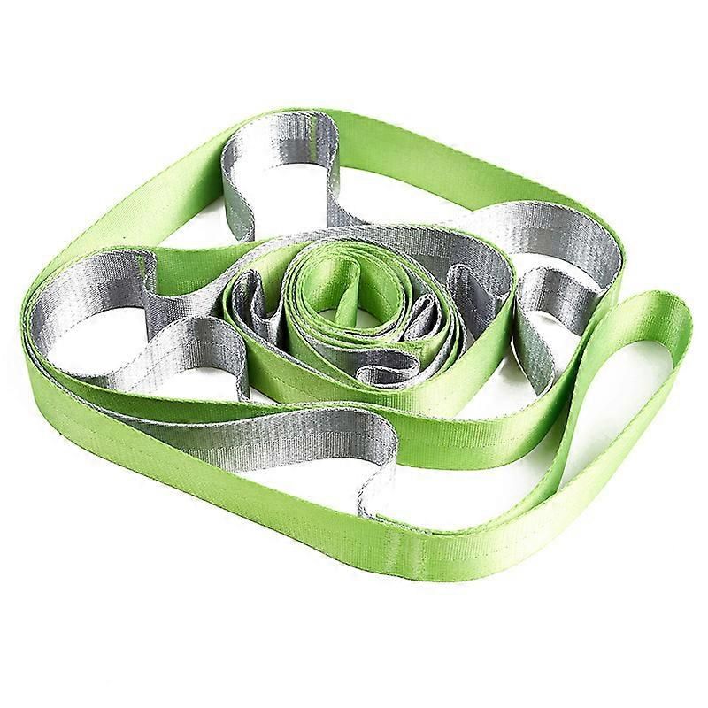 Yoga Straps Stretching Strap with 12 Loops Workout Poster Long Stretch Out Bands compatible with Stretching Physical Therapy Equipment - Green - Image 1