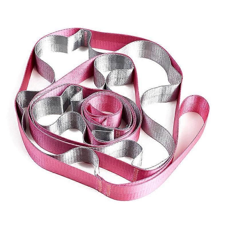 Yoga Straps Stretching Strap with 12 Loops Workout Poster Long Stretch Out Bands compatible with Stretching Physical Therapy Equipment - Rose Red - Image 1