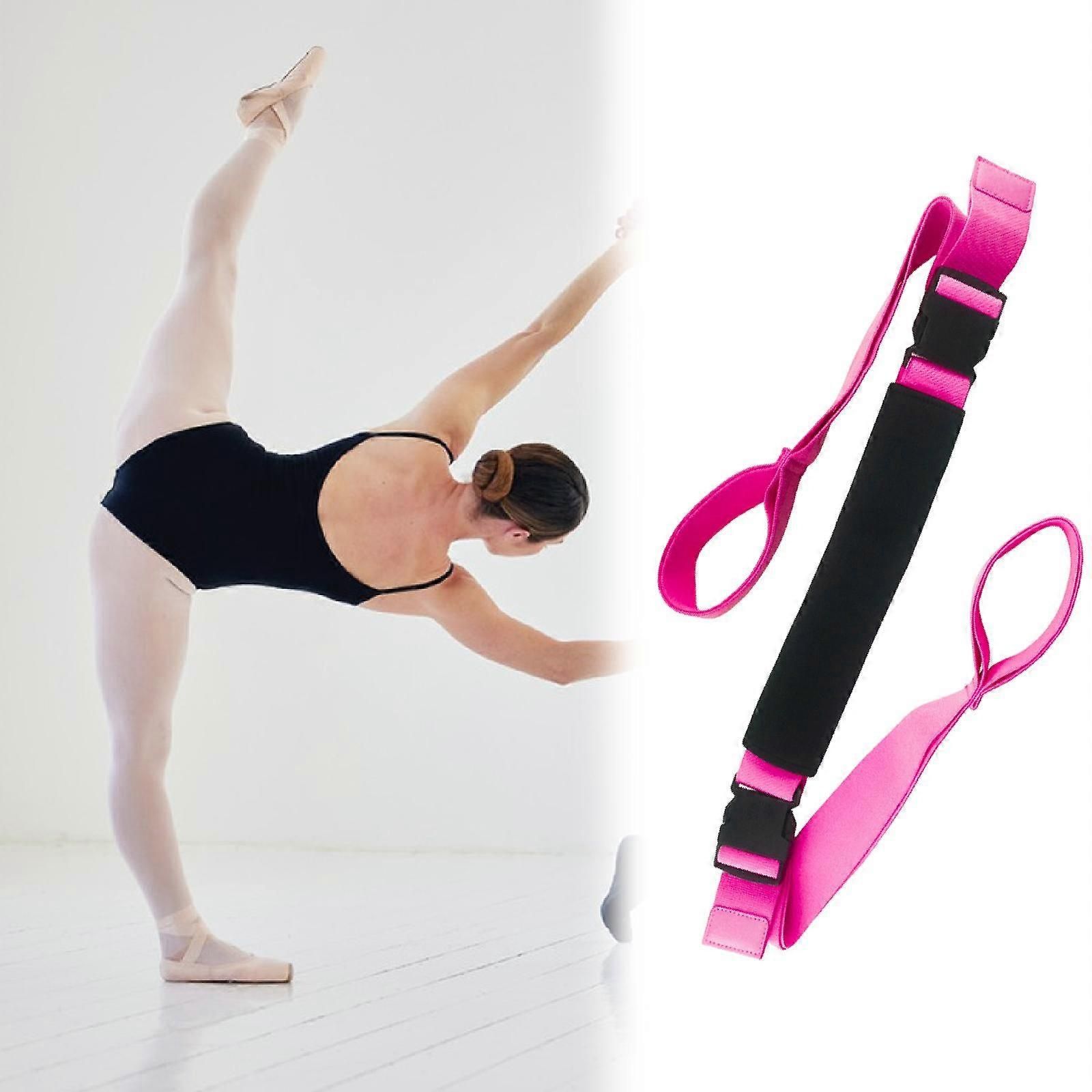 Yoga Strap Yoga Stretching Strap Premium Fitness Portable Exercise Dance - Rose Red - Image 3