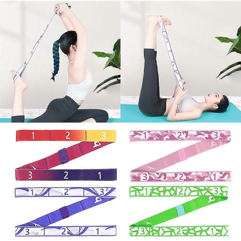 Yoga Pull Strap Belt Multifunctional Yoga Stretching Strap Or Women Men Adults - Pink - Image 2