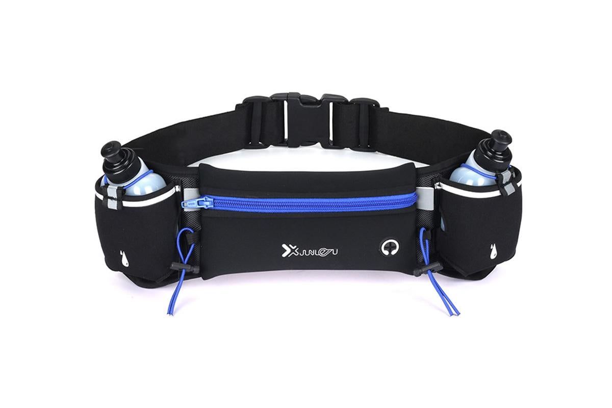 Hydration Running Belt with 2 Water Bottles and Phone Pouch for Marathon Hiking - Black - Image 5