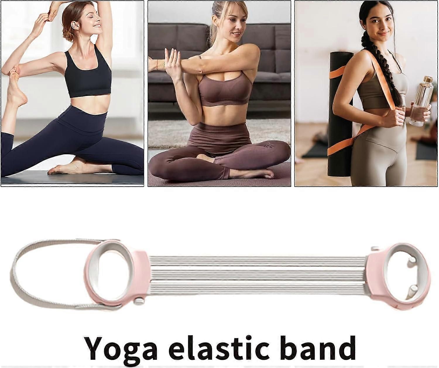 Resistance Bands Adjustable Yoga Stretch Strap for Stretching Exercise Home Gym NonSlip Pink - Image 3