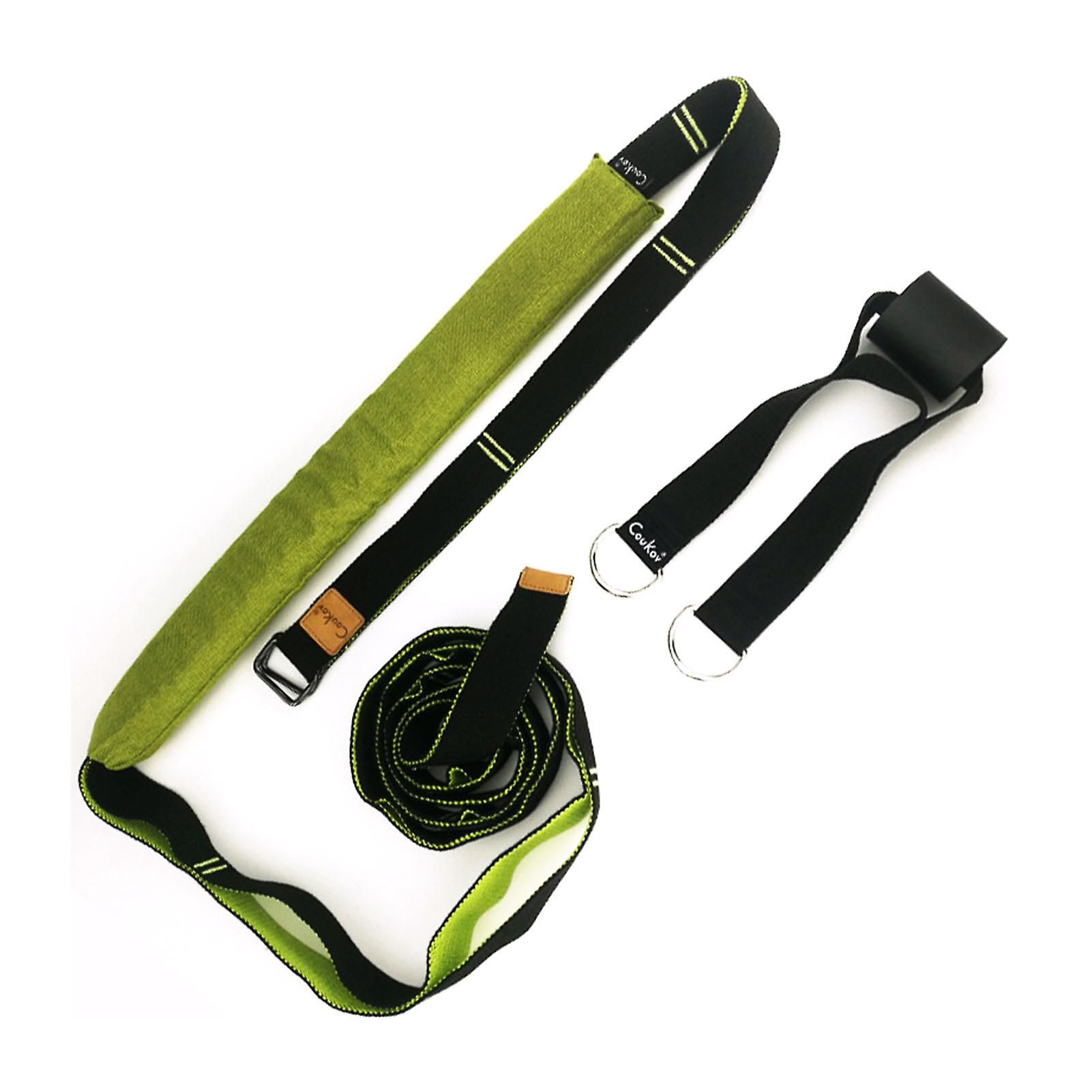 Yoga Strap for Stretching Multifunction Back Bend Assist Trainer Door Waist Back Leg Stretch Strap for Dancing Gym Green - Image 2