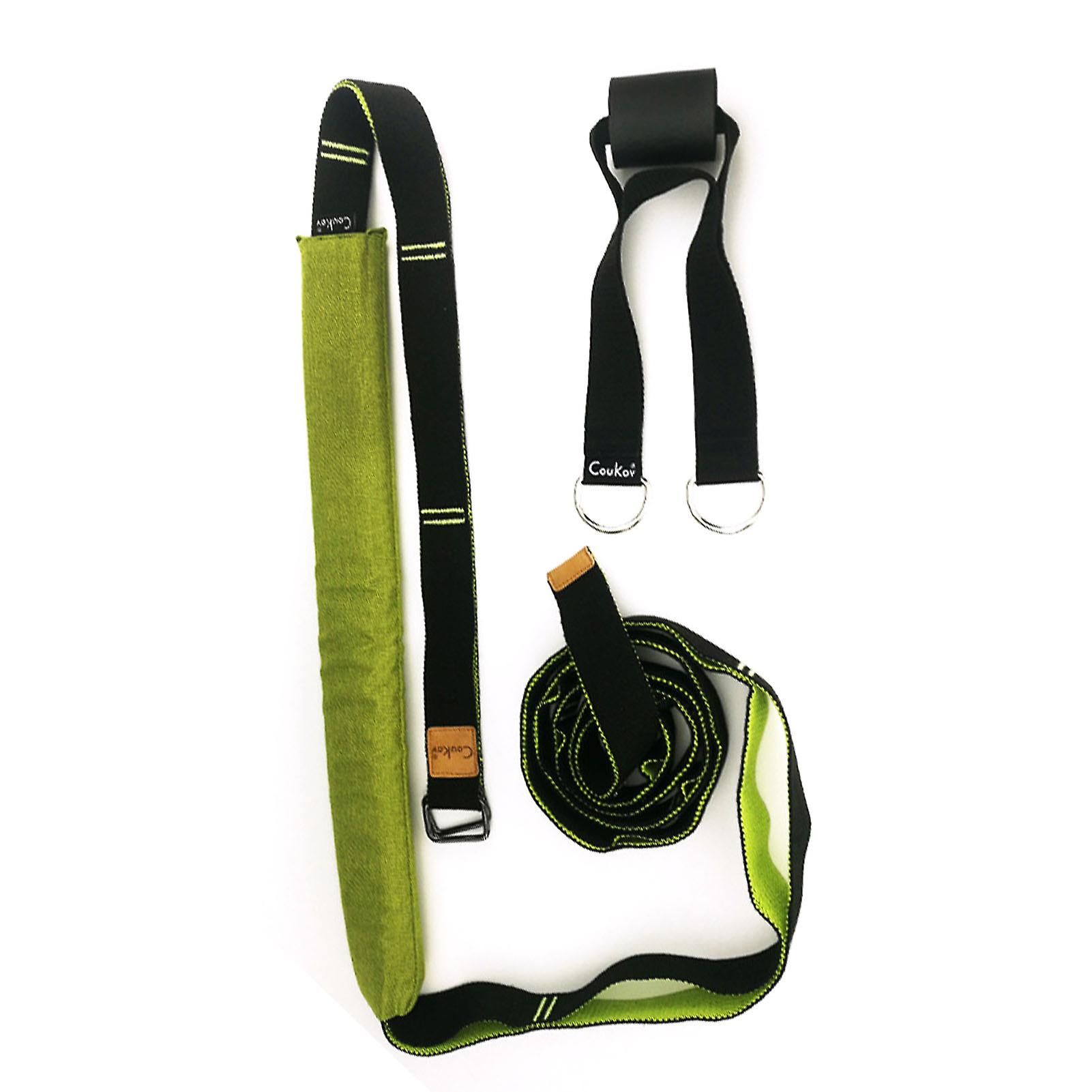 Yoga Strap for Stretching Multifunction Back Bend Assist Trainer Door Waist Back Leg Stretch Strap for Dancing Gym Green - Image 3