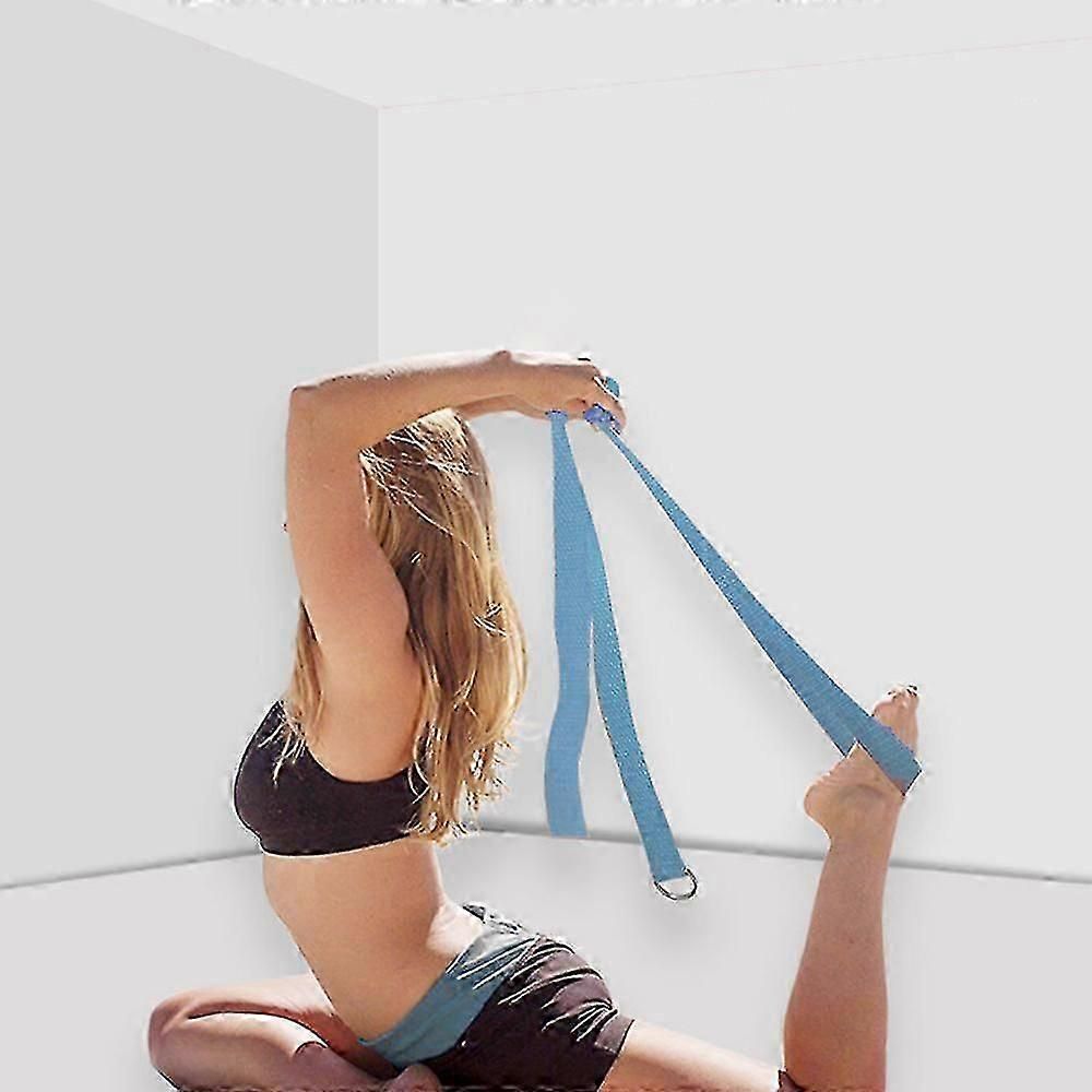 Yoga Strap With And Extra Safe Adjustable D-ring Buckle Yoga Stretching Strap For Flexibility - Blue - Image 4