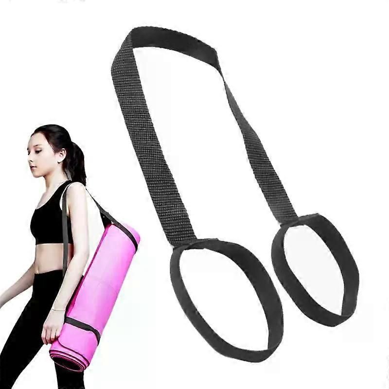 Adjustable Yoga Mat Strap Yoga Mat Bundle Strap Shoulder Straps Sports Stretch Strap Floor Mat Storage Carrying Strap Black - Image 1