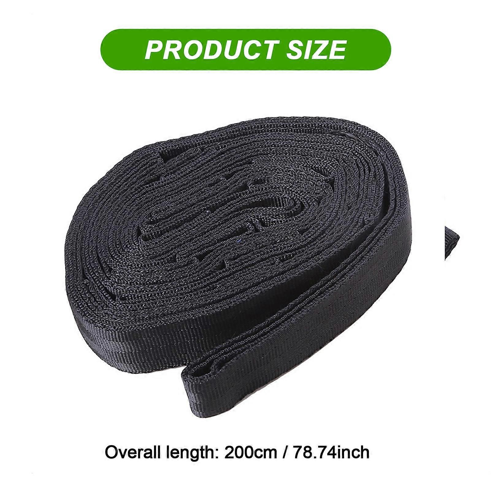 2pcs Hammock Tree Straps Set Effortless Operation Lightweight Stretching Straps Suitable for Hiking Camping - Black - Image 4