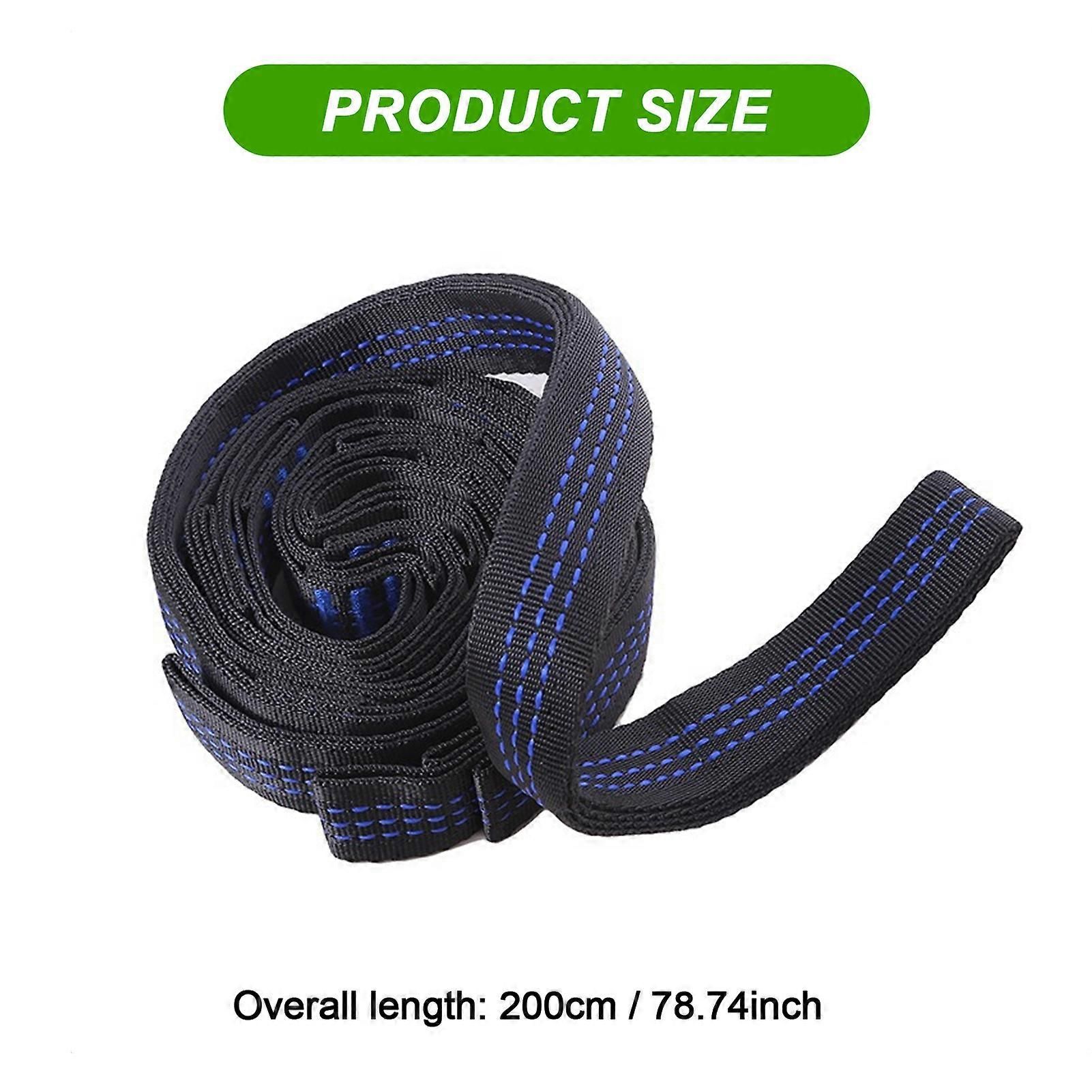 2pcs Hammock Tree Straps Set Effortless Operation Lightweight Stretching Straps Suitable for Hiking Camping - Blue - Image 4