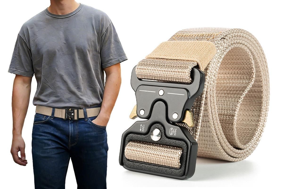 Nylon Tactical Belt Quick-Release for Outdoor Work Daily - Khaki - Image 1