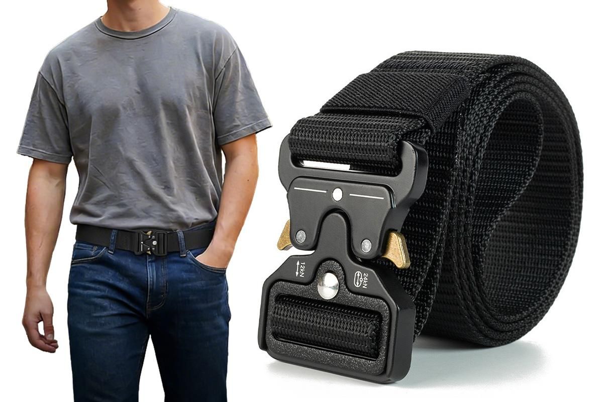 Nylon Tactical Belt Quick-Release for Outdoor Work Daily - Black - Image 1