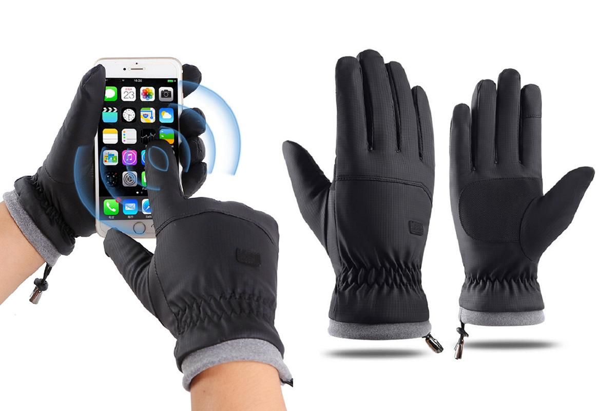 Winter Water Repellent Ski Snow Warm Gloves with Touchscreen Fingers - Black - Image 1