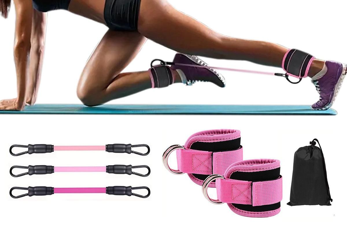 6Pcs Ankle Resistance Bands Ankle Bands for Working Out with Cuffs Resistance Bands -Pink - Image 1