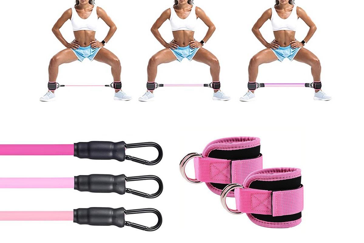6Pcs Ankle Resistance Bands Ankle Bands for Working Out with Cuffs Resistance Bands -Pink - Image 4