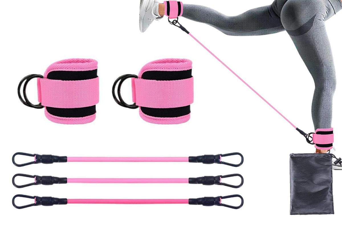 6Pcs Ankle Resistance Bands Ankle Bands for Working Out with Cuffs Resistance Bands -Pink - Image 5