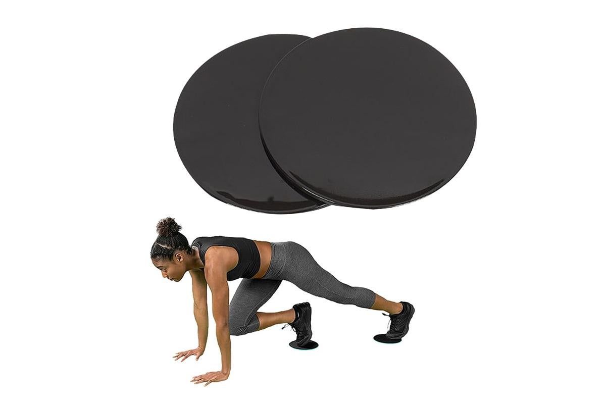 2PCS Gym Training Fitness Exercise Glider Slide Discs Core Slider Workout -Black - Image 1