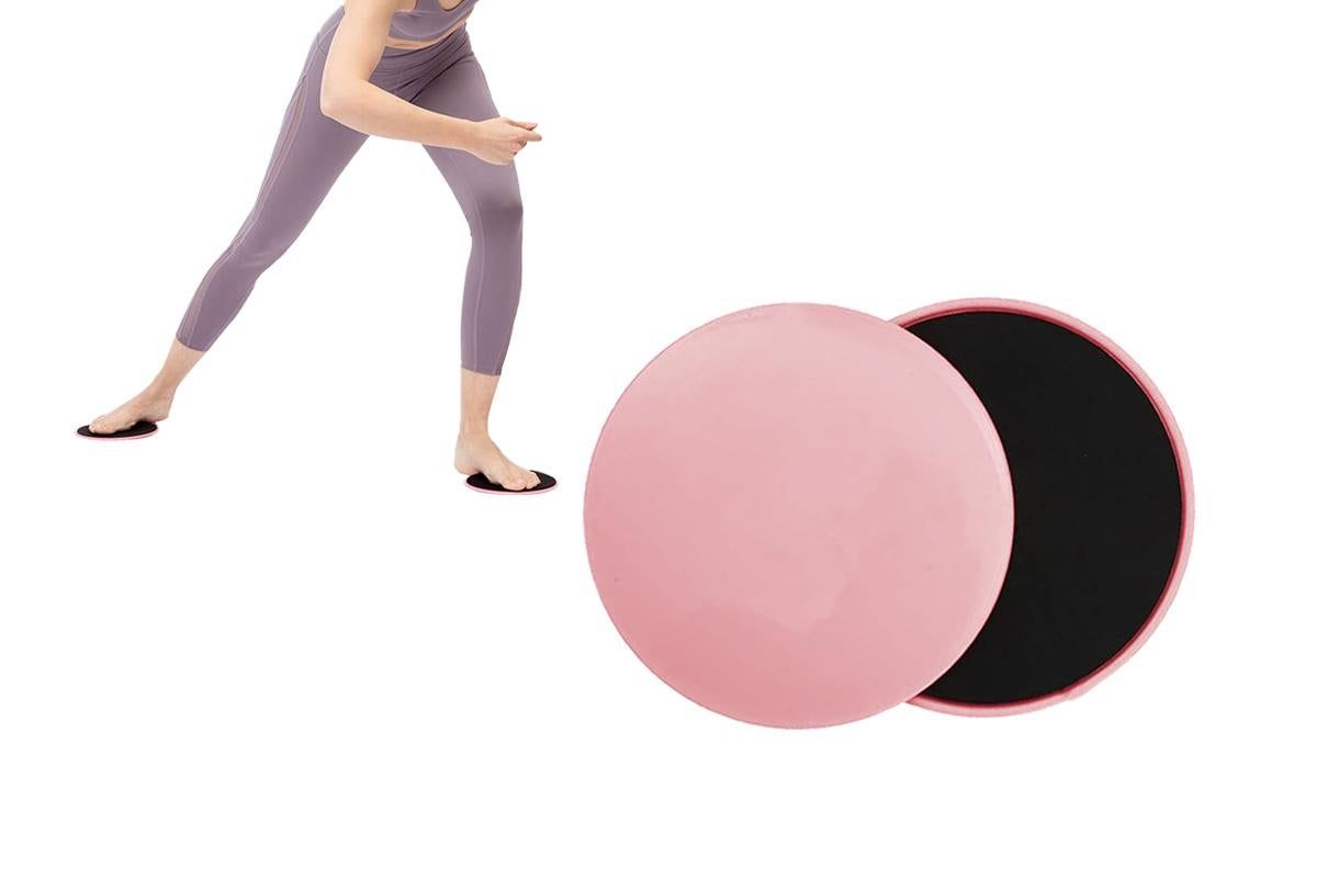 2PCS Gym Training Fitness Exercise Glider Slide Discs Core Slider Workout -Pink - Image 1