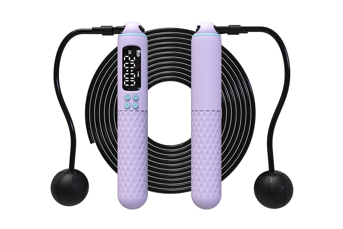 Smart Digital Jump Rope for Accurately Counts Jumps Sets Goals and Monitors Progress -Purple - Image 1