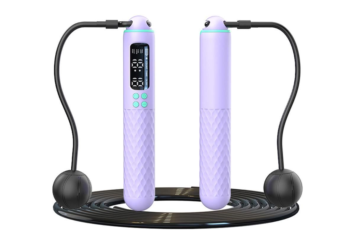Smart Digital Jump Rope for Accurately Counts Jumps Sets Goals and Monitors Progress -Purple - Image 2