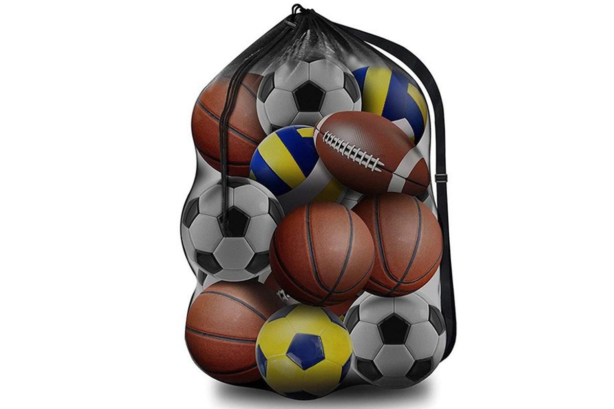 Extra Large Sport Ball Bag Heavy Duty Breathable Mesh Storage Bag With Adjustable Shoulder Strap - Style 1 - Image 2