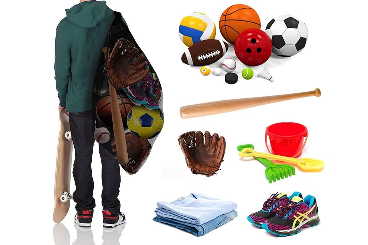 Extra Large Sport Ball Bag Heavy Duty Breathable Mesh Storage Bag With Adjustable Shoulder Strap - Style 1 - Image 4