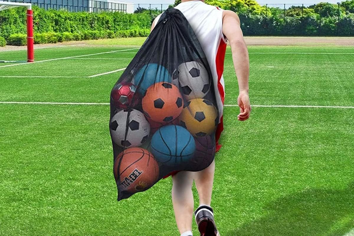 Extra Large Sport Ball Bag Heavy Duty Breathable Mesh Storage Bag With Adjustable Shoulder Strap - Style 1 - Image 5