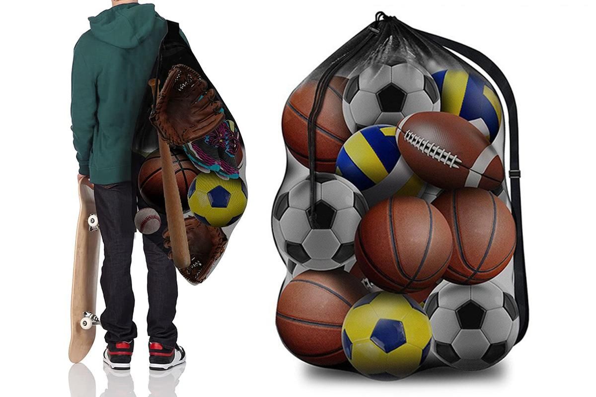 Extra Large Sport Ball Bag Heavy Duty Breathable Mesh Storage Bag With Adjustable Shoulder Strap - Style 1 - Image 7