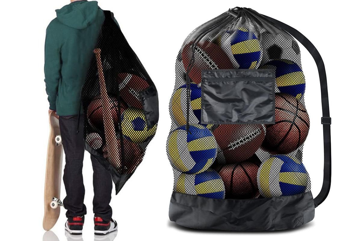 Extra Large Sport Ball Bag Heavy Duty Breathable Mesh Storage Bag With Adjustable Shoulder Strap - Style 1 - Image 8