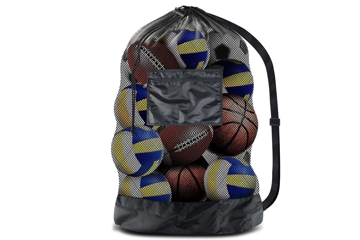Extra Large Sport Ball Bag Heavy Duty Breathable Mesh Storage Bag With Adjustable Shoulder Strap - Style 2 - Image 2