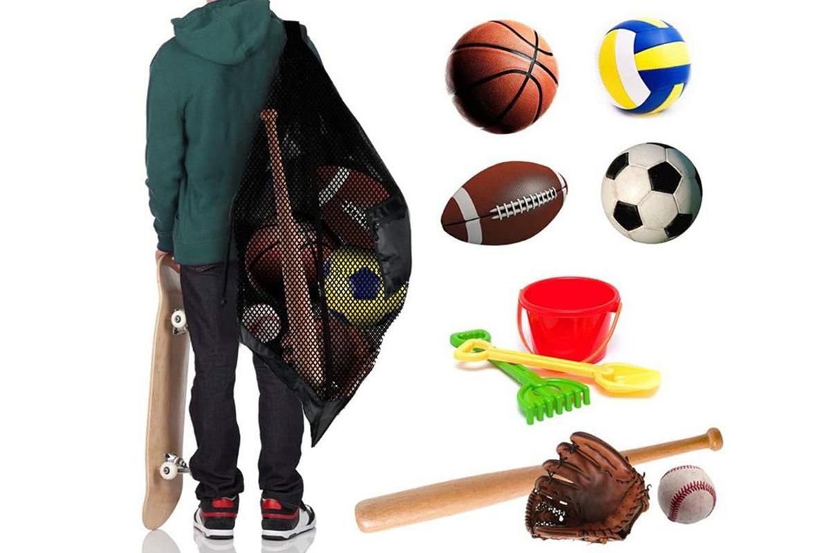 Extra Large Sport Ball Bag Heavy Duty Breathable Mesh Storage Bag With Adjustable Shoulder Strap - Style 2 - Image 5