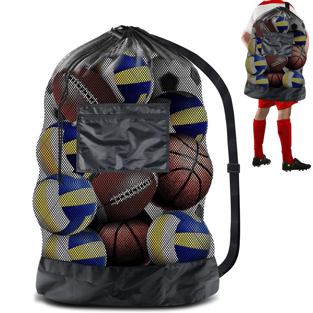 Extra Large Sport Ball Bag Heavy Duty Breathable Mesh Storage Bag With Adjustable Shoulder Strap - Style 2 - Image 6