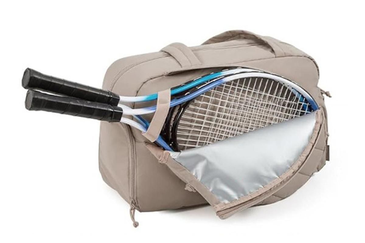 Womens Tennis Gym Bag Sports Tote Fits Two Rackets with Shoe Compartment - Camel - Image 2