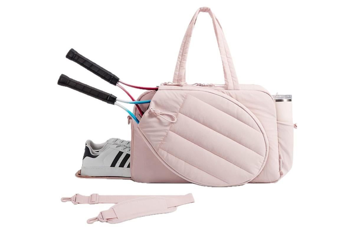 Womens Tennis Gym Bag Sports Tote Fits Two Rackets with Shoe Compartment - Pink - Image 1