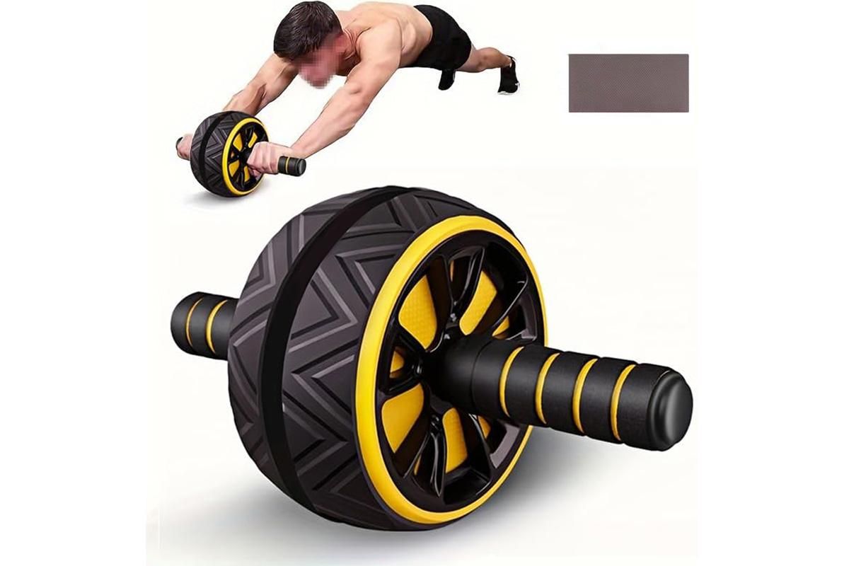 Wide Ab Roller Wheel for Home Gym Core Training - Yellow - Image 1