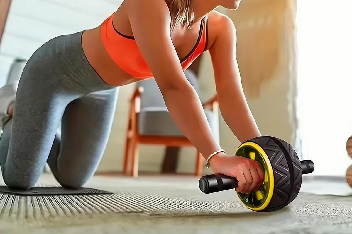 Wide Ab Roller Wheel for Home Gym Core Training - Yellow - Image 3