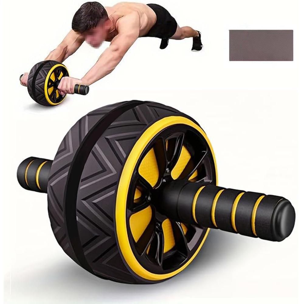 Wide Ab Roller Wheel for Home Gym Core Training - Yellow - Image 8