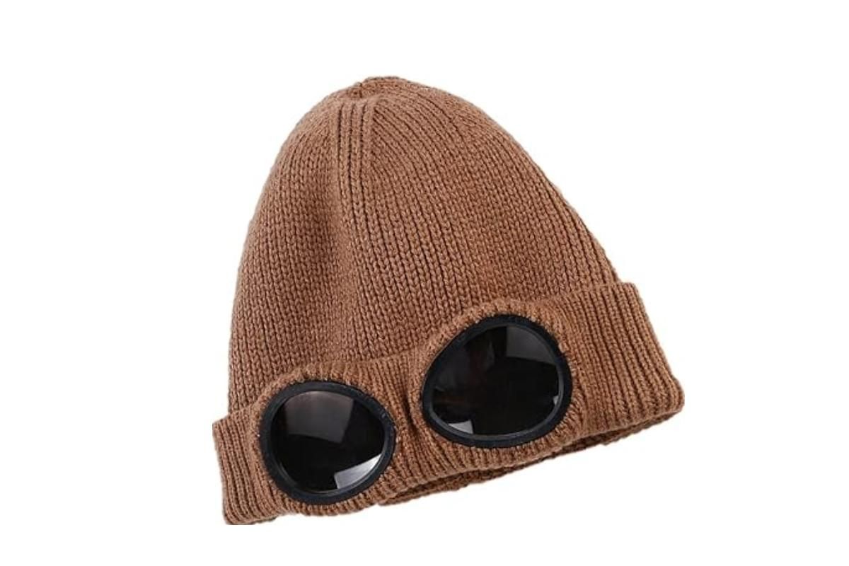 Winter Ski Hat with Goggles - Thermal Knit Beanie for Men & Women - Khaki - Image 3