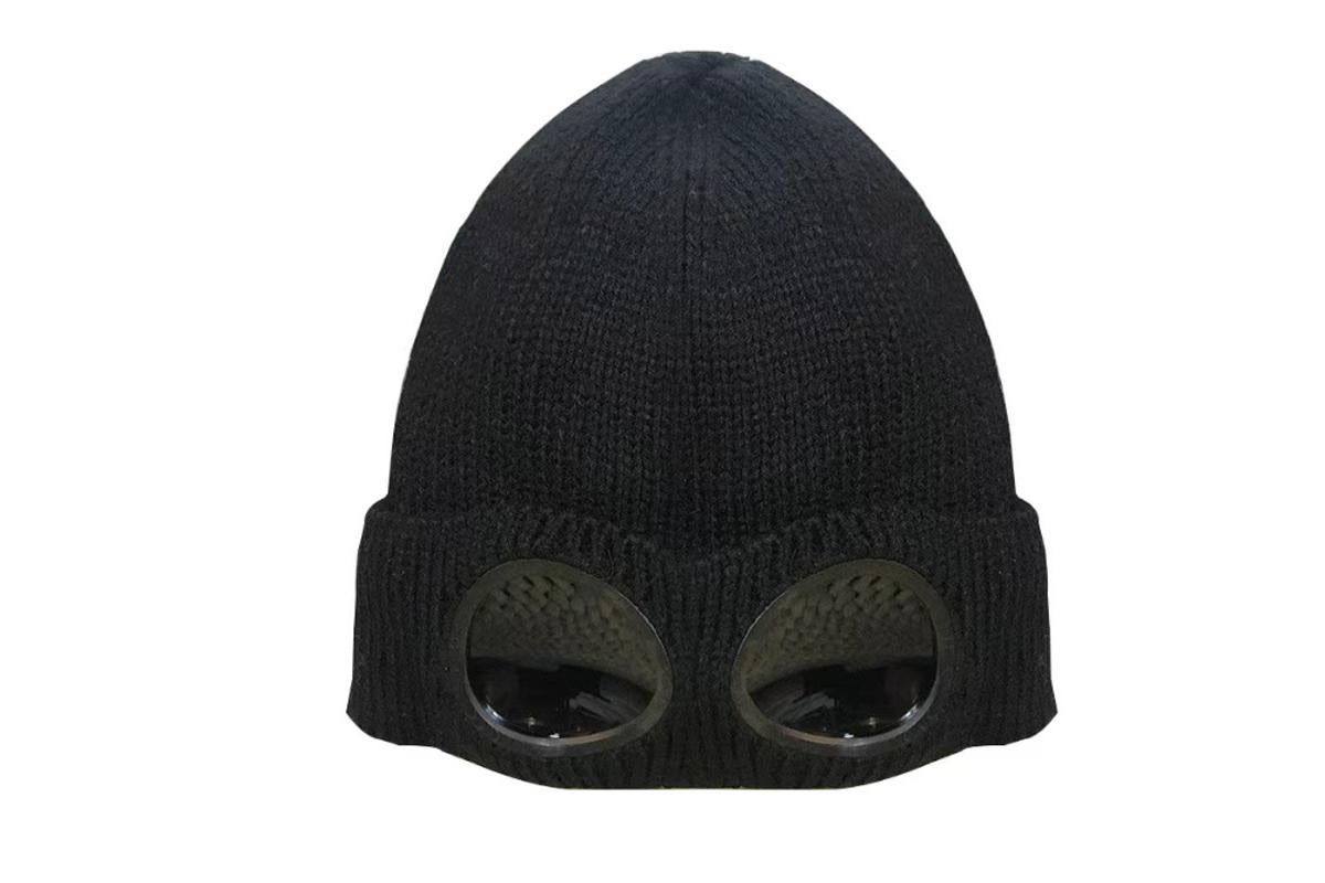 Winter Ski Hat with Goggles - Thermal Knit Beanie for Men & Women - Black - Image 1